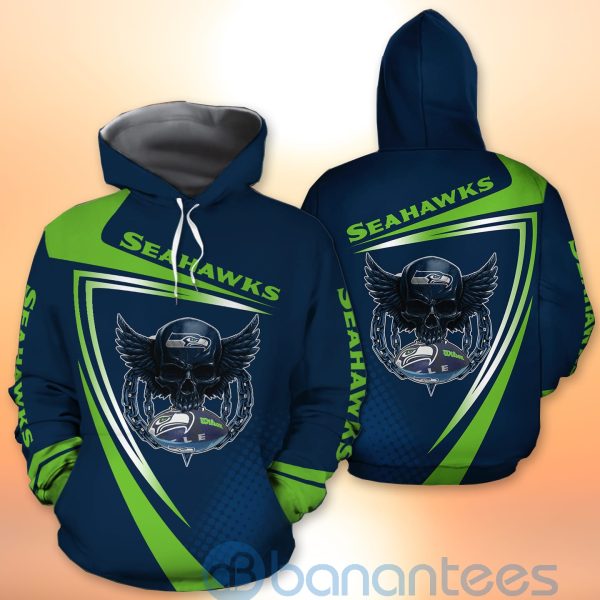 Seattle Seahawks NFL Skull American Football Sporty Design 3D All Over Printed Shirt Product Photo