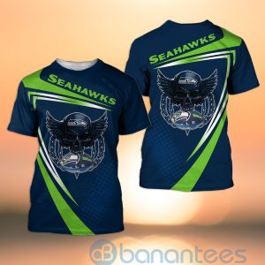 Seattle Seahawks NFL Skull American Football Sporty Design 3D All Over Printed Shirt Product Photo