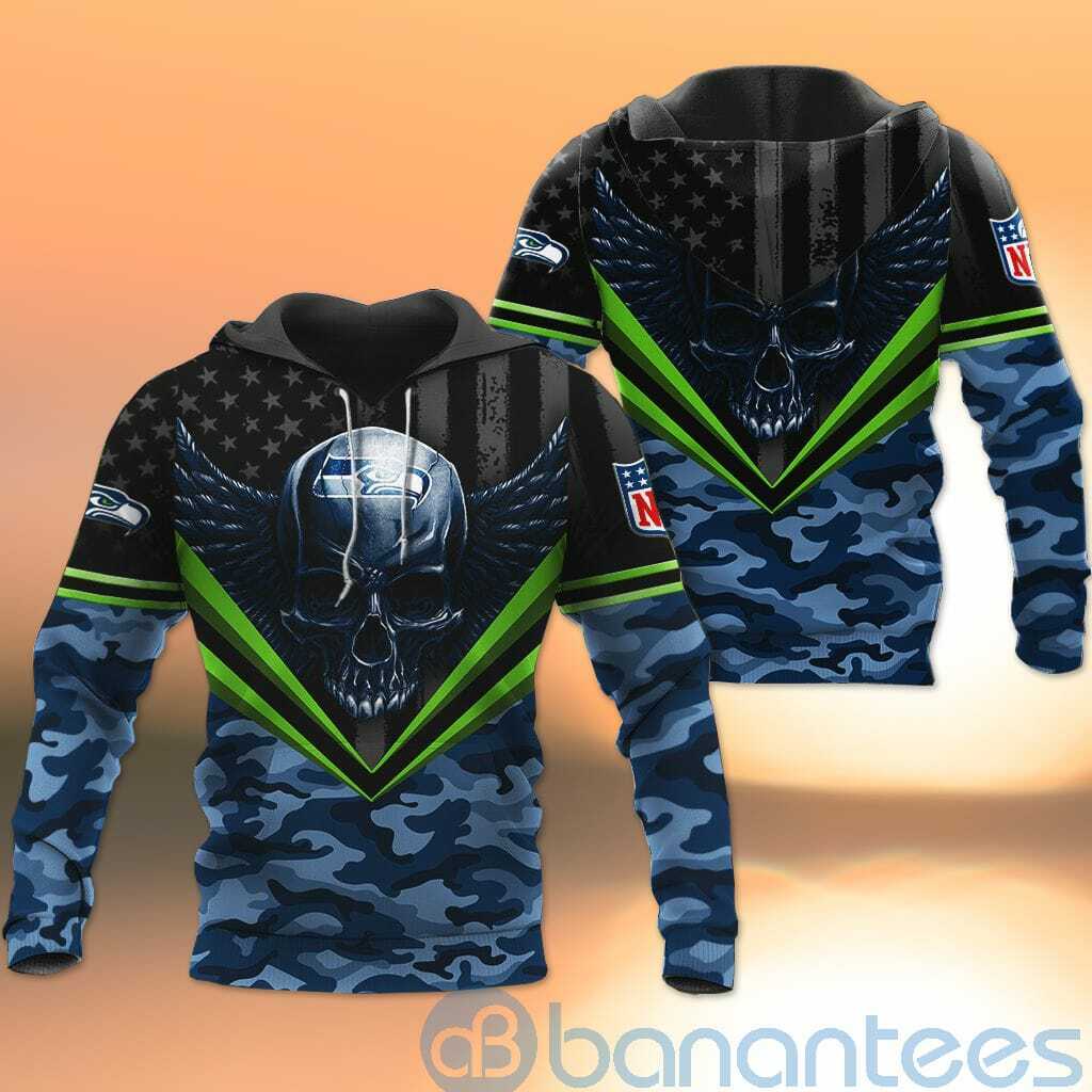 Seattle Seahawks Skull Wings 3D All Over Printed Shirt