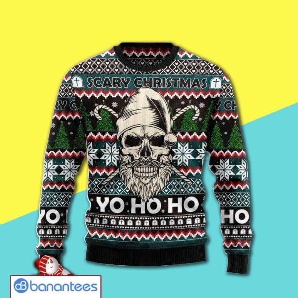 Skull Scary Christmas Yo Ho Ho Ugly Christmas Sweater 3D Shirt Product Photo