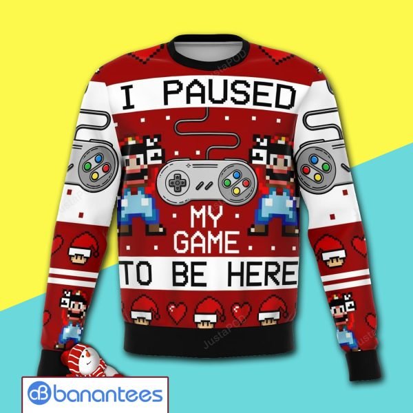 Snes I Paused My Game To Be Here Merry Christmas All Over Print Ugly Sweater Product Photo