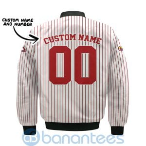 St Louis Cardinals Stripes Custom Name Number Bomber Jacket Product Photo