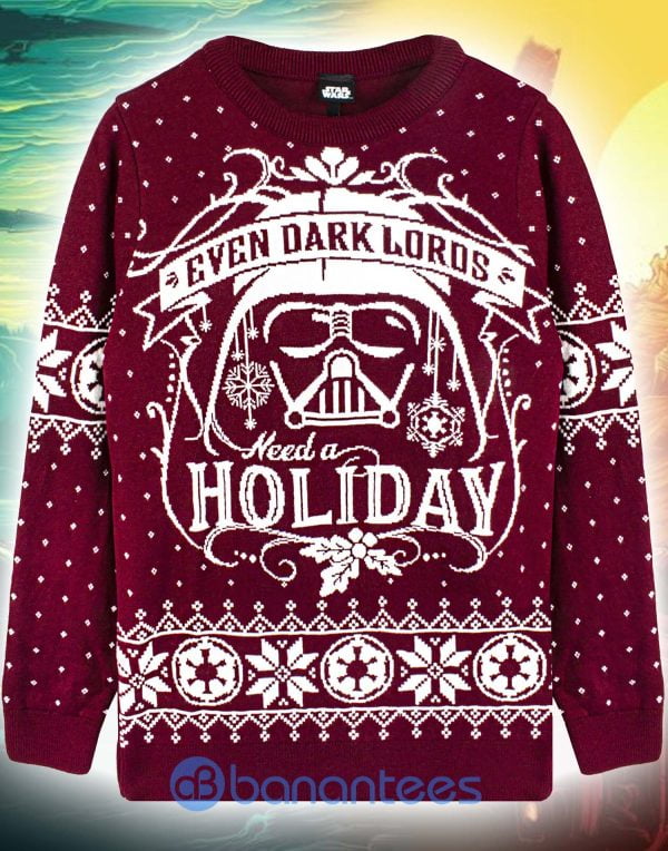 Star Wars Darth Vader Holiday's Knitted Red Christmas Sweater Product Photo