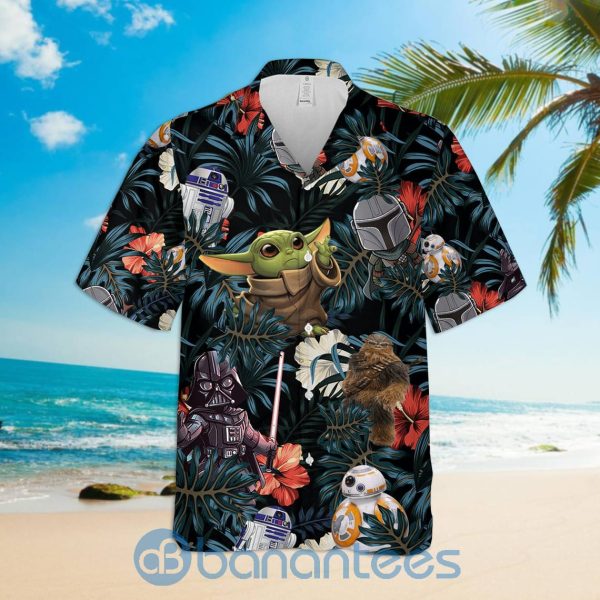 Star Wars Baby Yoda Floral Aloha Tropical Happy Summer Hawaiian Shirt Product Photo