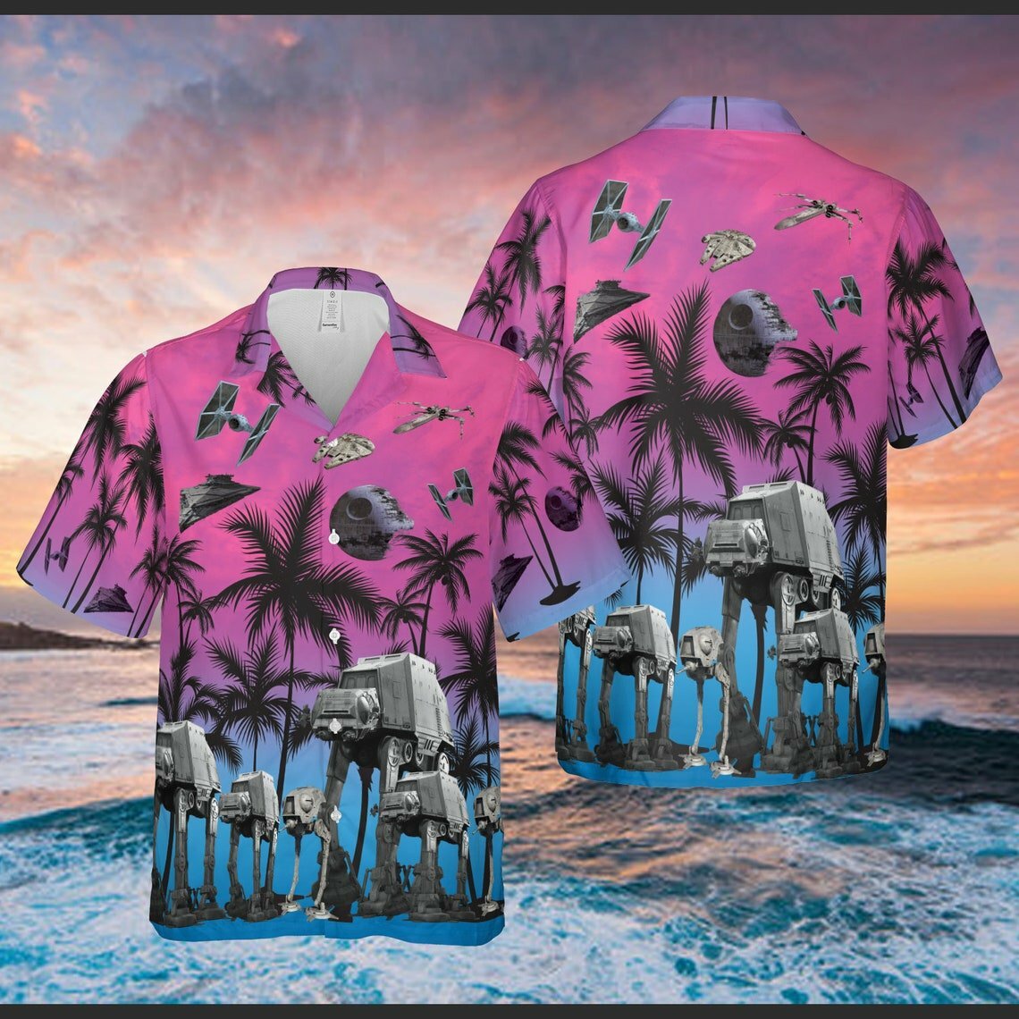 Star Wars Funny Summer Tropical Purple Hawaiian Shirt - Short-Sleeve Hawaiian Shirt - Purple