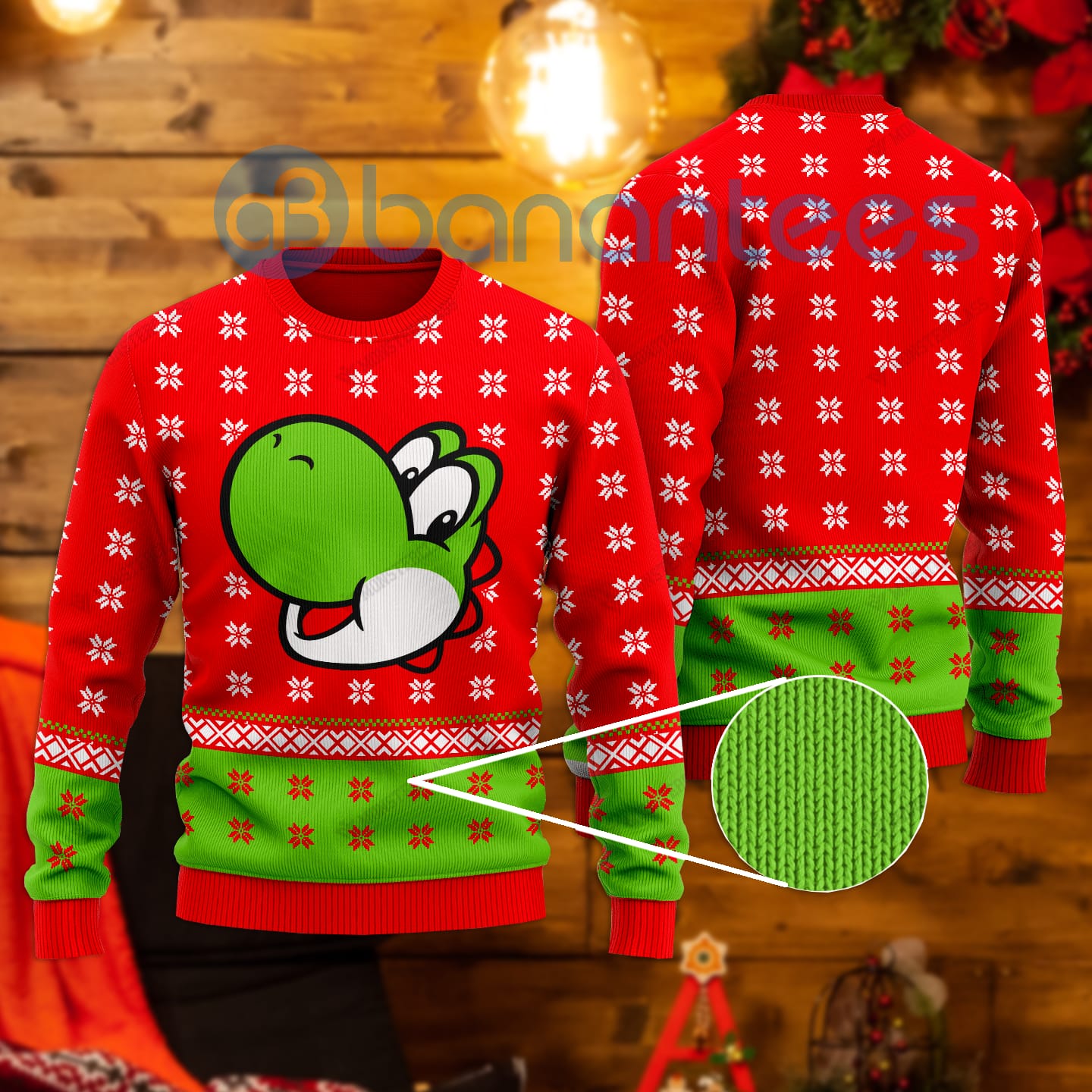 Super Mario Yoshi All Over Printed Ugly Christmas Sweater