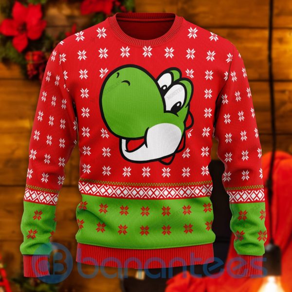 Super Mario Yoshi All Over Printed Ugly Christmas Sweater Product Photo
