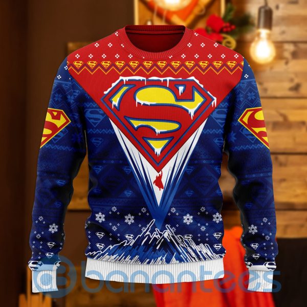 Superman All Over Printed Ugly Christmas Sweater Product Photo