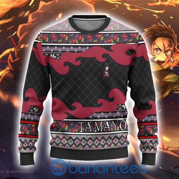 Tamayo Anime Ugly Christmas Sweater Demon Slayer Chibi All Over Printed Product Photo