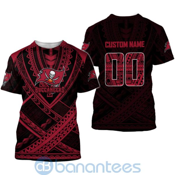 Tampa Bay Buccaneers NFL Team Logo Polynesian Pattern Custom Name Number 3D All Over Printed Shirt Product Photo