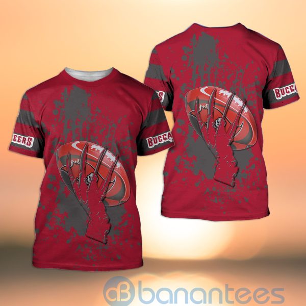 Tampa Bay Buccaneers Skull Hand NFL Football Team Logo Ball 3D All Over Printed Shirt Product Photo