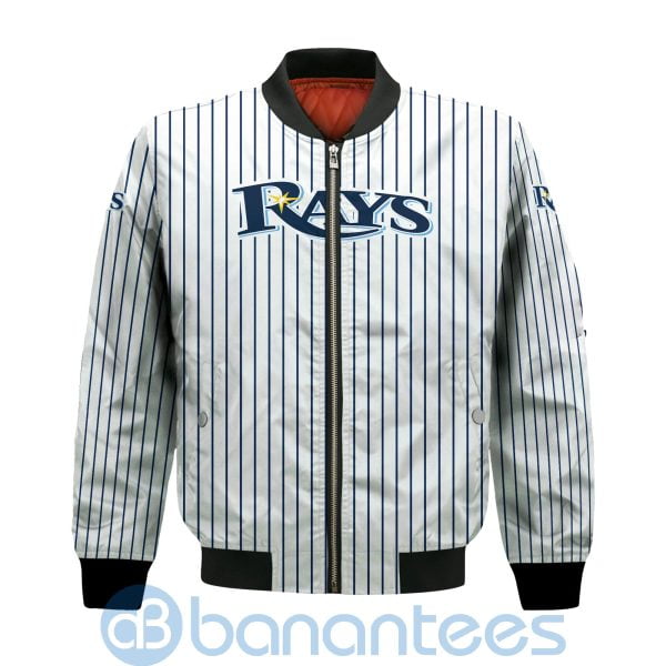 Tampa Bay Rays Stripes Custom Name Number Bomber Jacket Product Photo