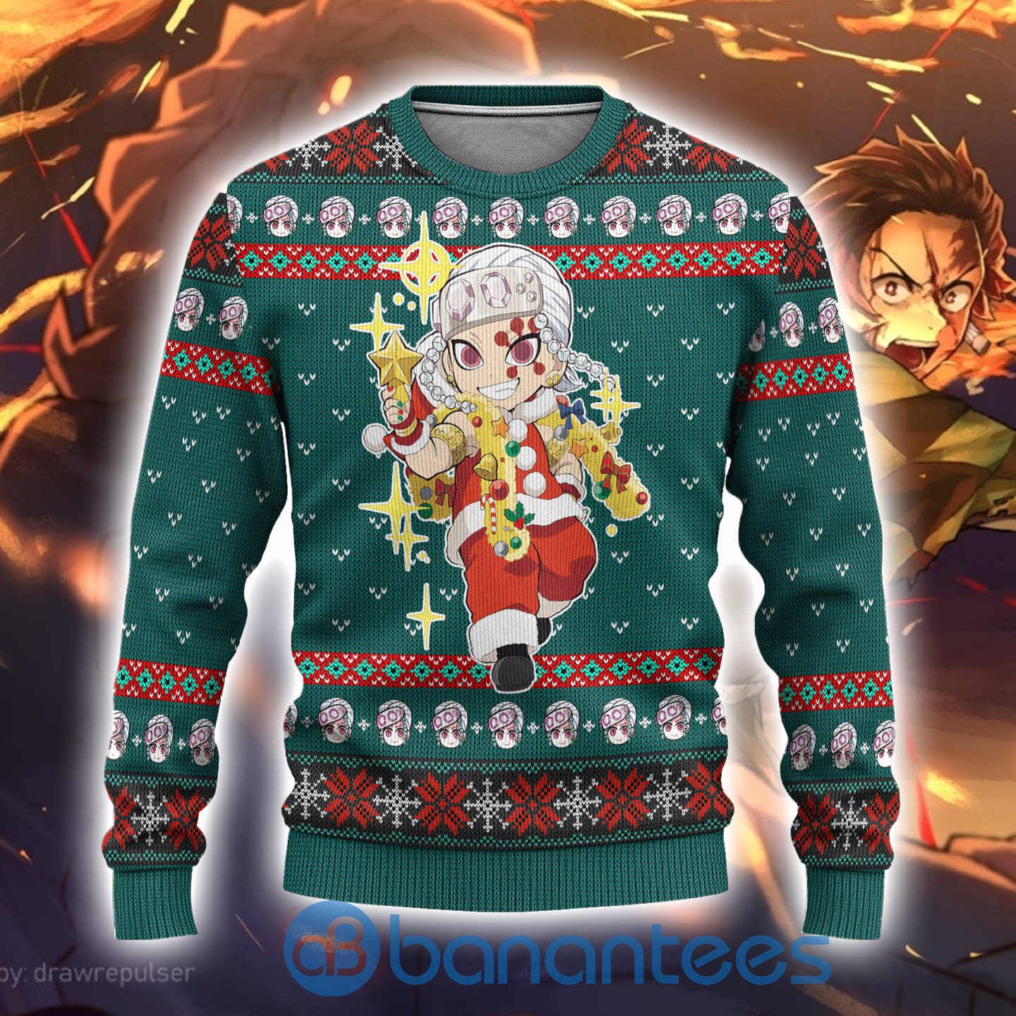 Tengen Uzui Demon Slayer Anime Ugly Christmas Sweater All Over Printed