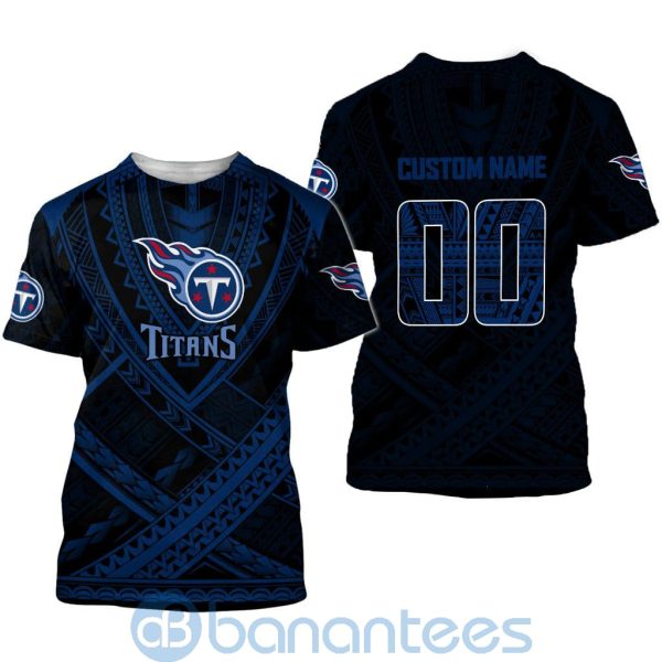Tennessee Titans NFL Team Logo Polynesian Pattern Custom Name Number 3D All Over Printed Shirt Product Photo