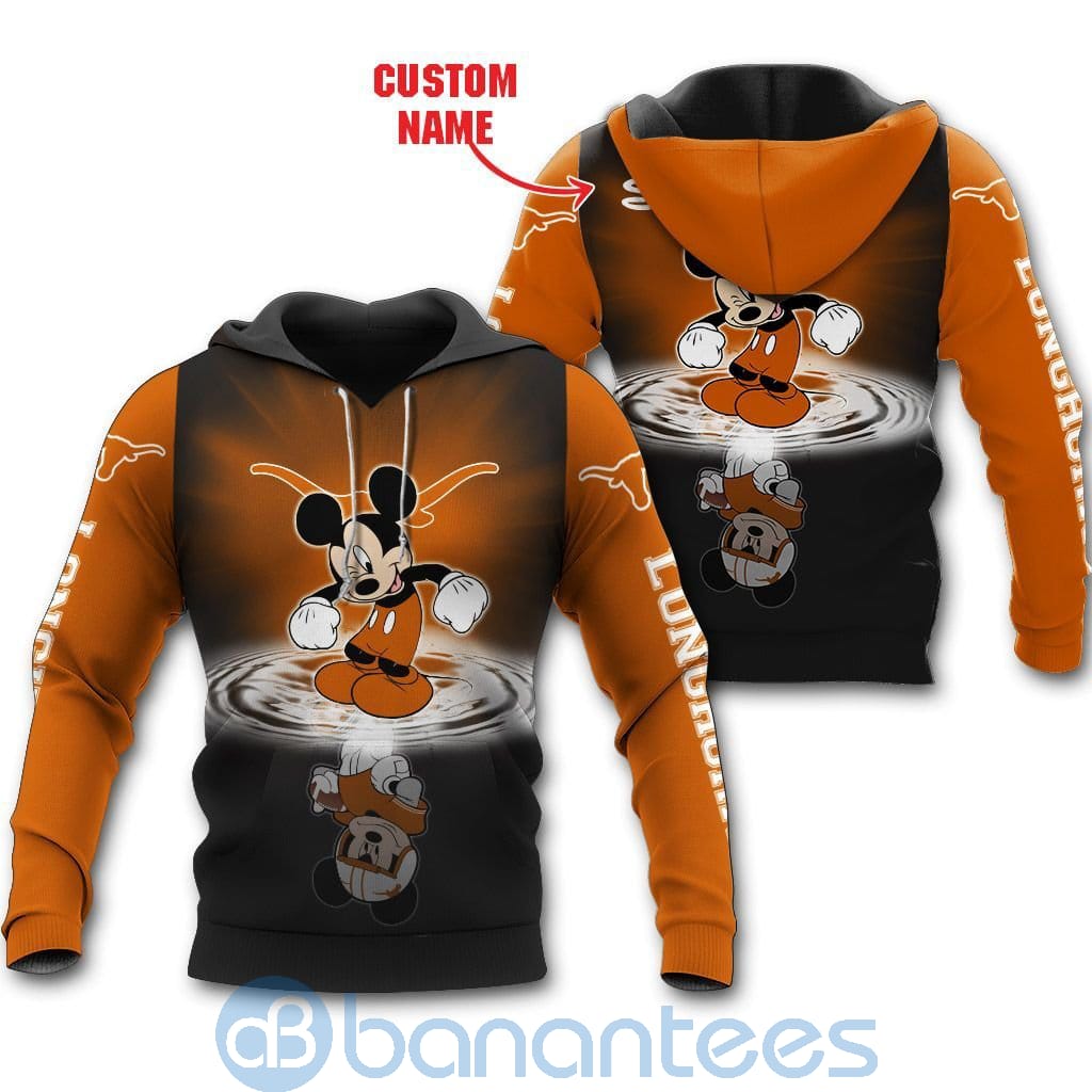Texas Longhorns Disney Mickey Mouse In Water Custom Name 3D All Over Printed Shirt