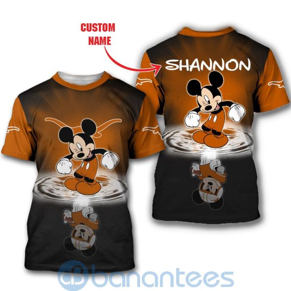 Texas Longhorns Disney Mickey Mouse In Water Custom Name 3D All Over Printed Shirt Product Photo
