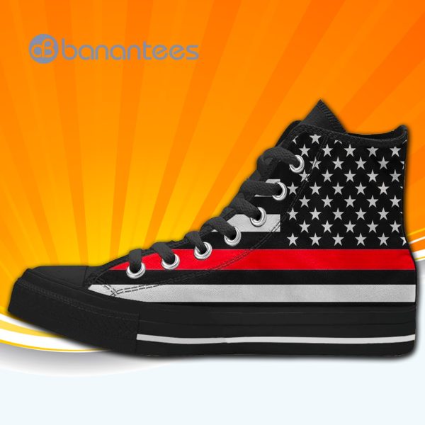 Thin Red Line Firefighter Usa Flag High Top Canvas ShoesSneakers For Men And Women Product Photo