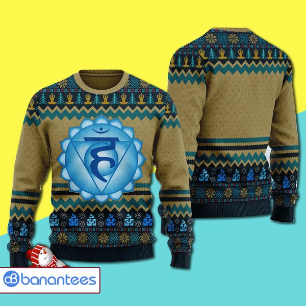 Throat Chakra Blue Awesome Full Print Ugly Christmas Sweater Product Photo