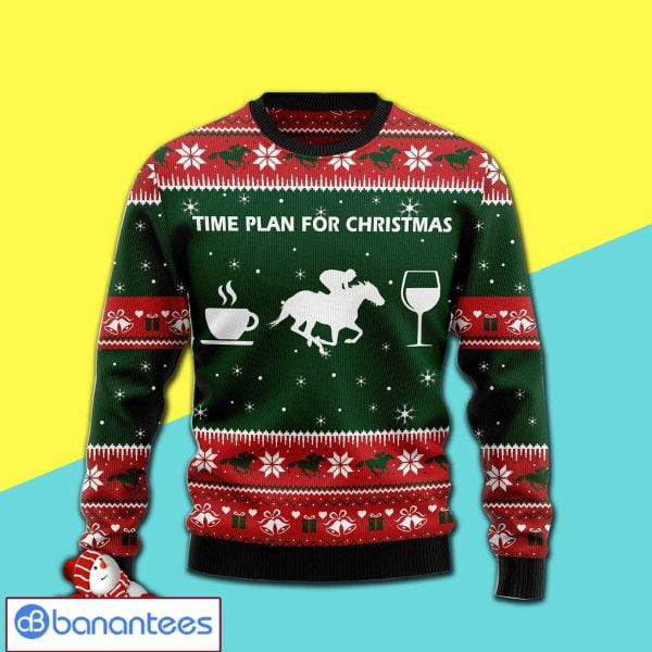 Time Plan For Christmas Horse Racing Awesome All Over Print 3D Ugly Sweater Product Photo