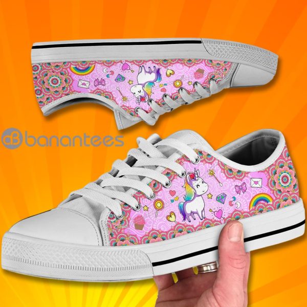 Unicorn Baby Pink Lovely Design Graphic Low Top Canvas Shoes Product Photo