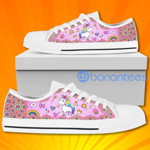 Unicorn Baby Pink Lovely Design Graphic Low Top Canvas Shoes Product Photo