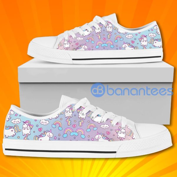 Unicorn Rainbow Lovely Design Graphic Low Top Canvas Shoes Product Photo