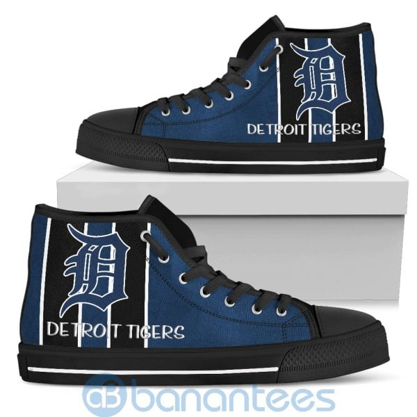 Vertical Stripes Style Detroit Tigers High Top Shoes Product Photo
