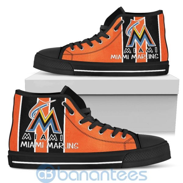 Vertical Stripes Style Miami Marlins High Top Shoes Product Photo