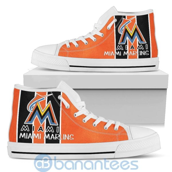 Vertical Stripes Style Miami Marlins High Top Shoes Product Photo