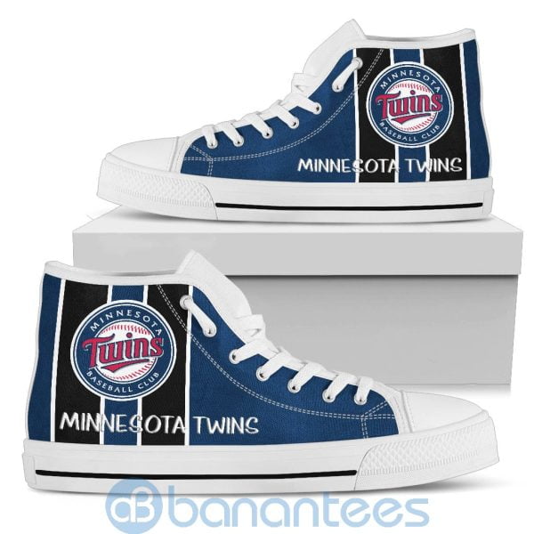 Vertical Stripes Style Minnesota Twins High Top Shoes Product Photo