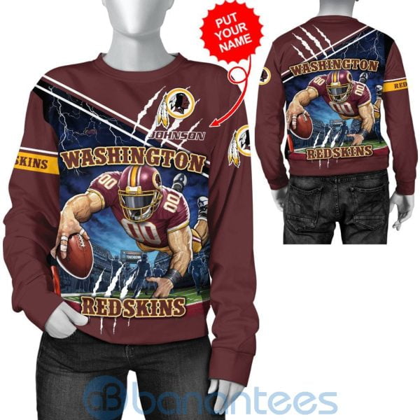 Washington Redskins Mascot Catching Ball Custom Name 3D All Over Printed Shirt Product Photo