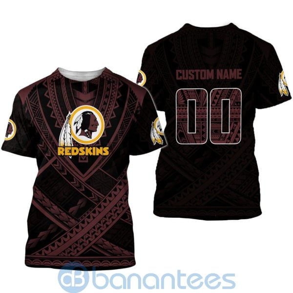 Washington Redskins NFL Team Logo Polynesian Pattern Custom Name Number 3D All Over Printed Shirt Product Photo