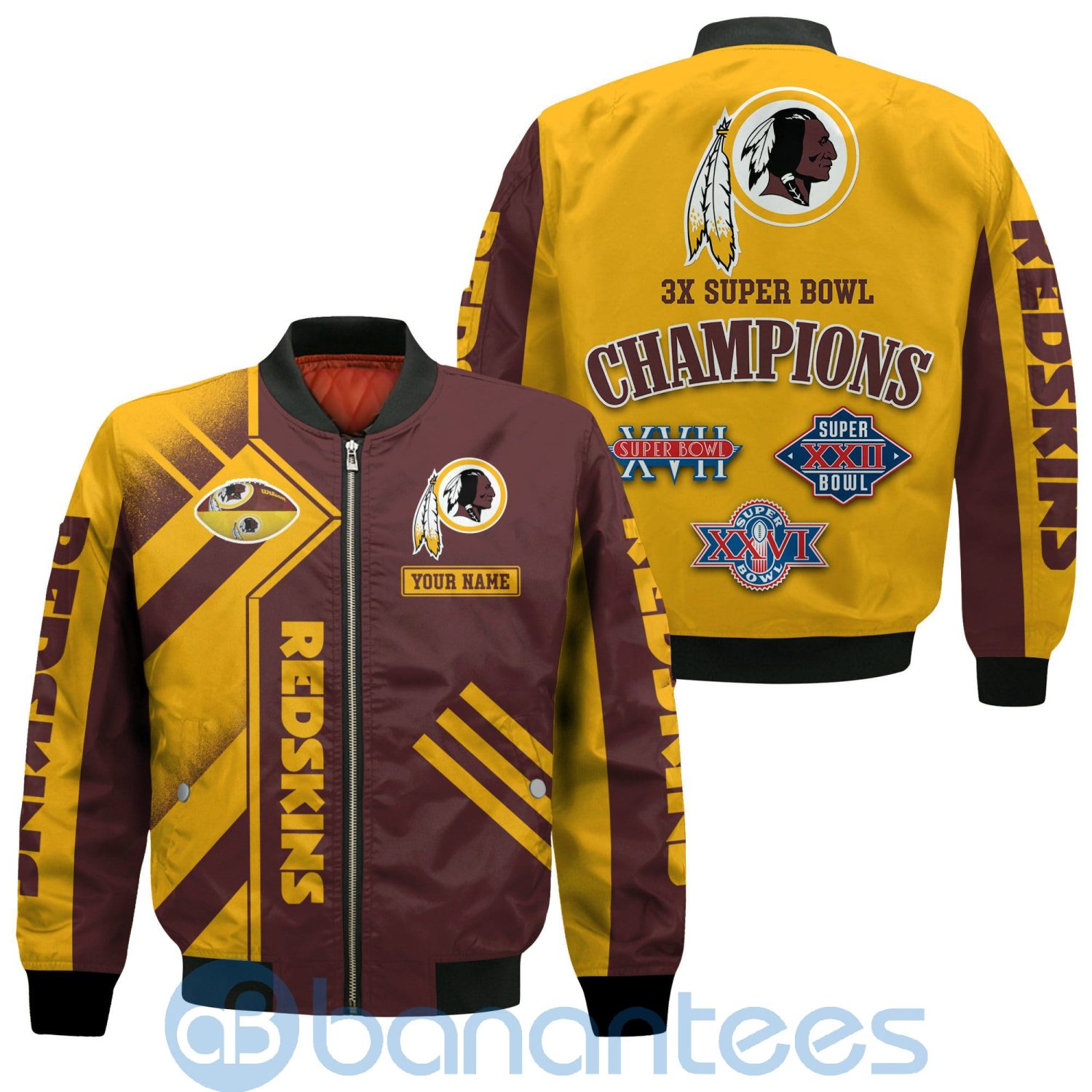 Washington Redskins Super Bowl Champions Custom Name Number Bomber Jacket Product photo 1