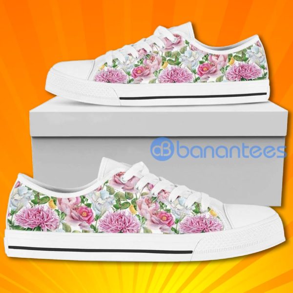 Watercolor Floral Women's Lovely Design Low Top Canvas Shoes Product Photo