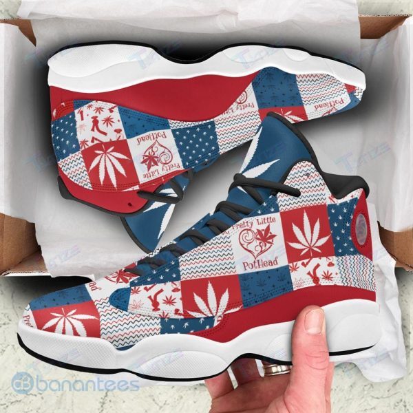 Weed Leaf Pattern American Flag Independence Day 4th July 13 Air Jordan 13 Sneakers Product Photo
