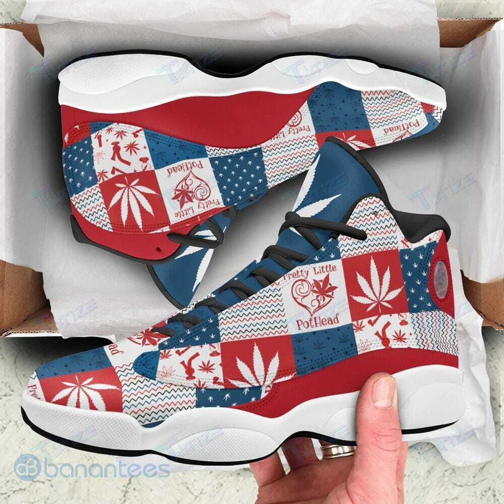 Weed Leaf Pattern American Flag Independence Day 4th July 13 Air Jordan 13 Sneakers Product photo 1