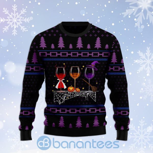 Wine Merry Halloween Best Gift Ugly Christmas 3D Sweater Product Photo