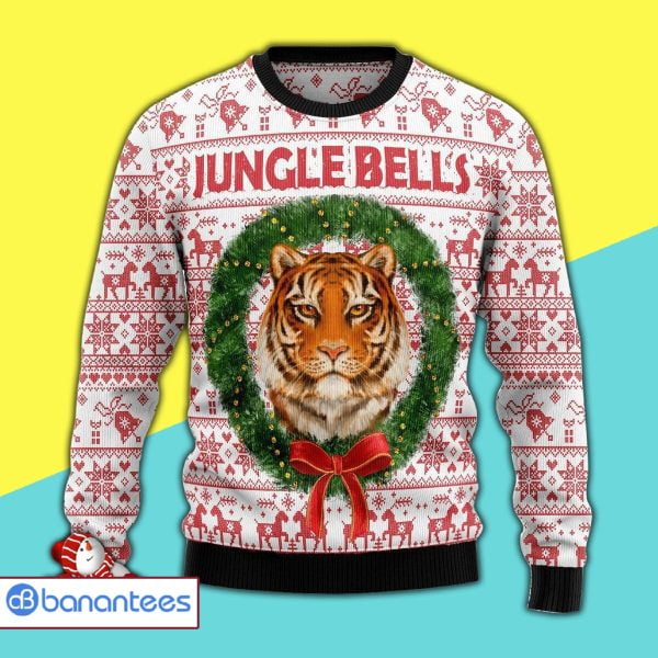 Winter Clothes Tiger Jungle Bells Awesome Christmas Ugly Christmas Sweater Product Photo
