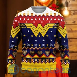 Wonder Woman Star Partten All Over Printed Ugly Christmas Sweater Product Photo