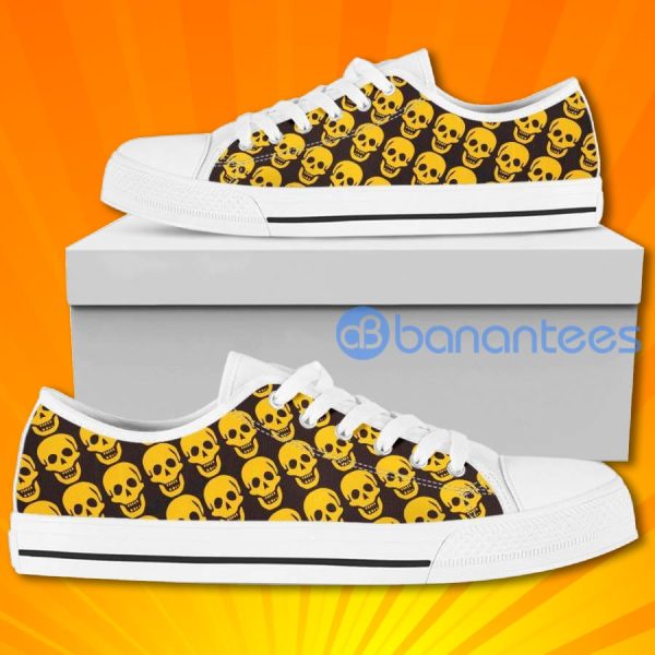 Yellow Skull Patern Lovely Design Low Top Canvas Shoes Product Photo