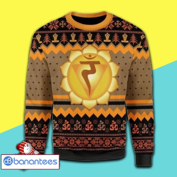 Yellow Solar Plexus Chakra All Over Print Ugly Christmas Sweater Product Photo