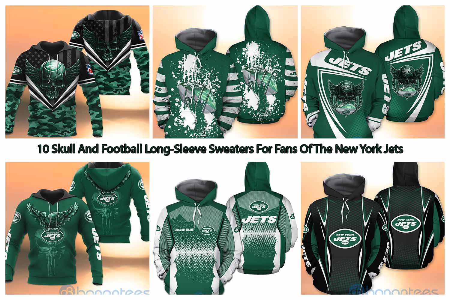 10 Skull And Football Long-Sleeve Sweaters For Fans Of The New York Jets