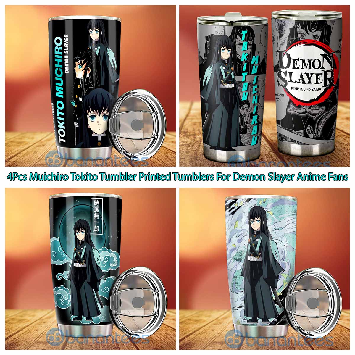 4pcs Muichiro Tokito Tumbler Printed Tumblers For Demon Slayer Anime Fans