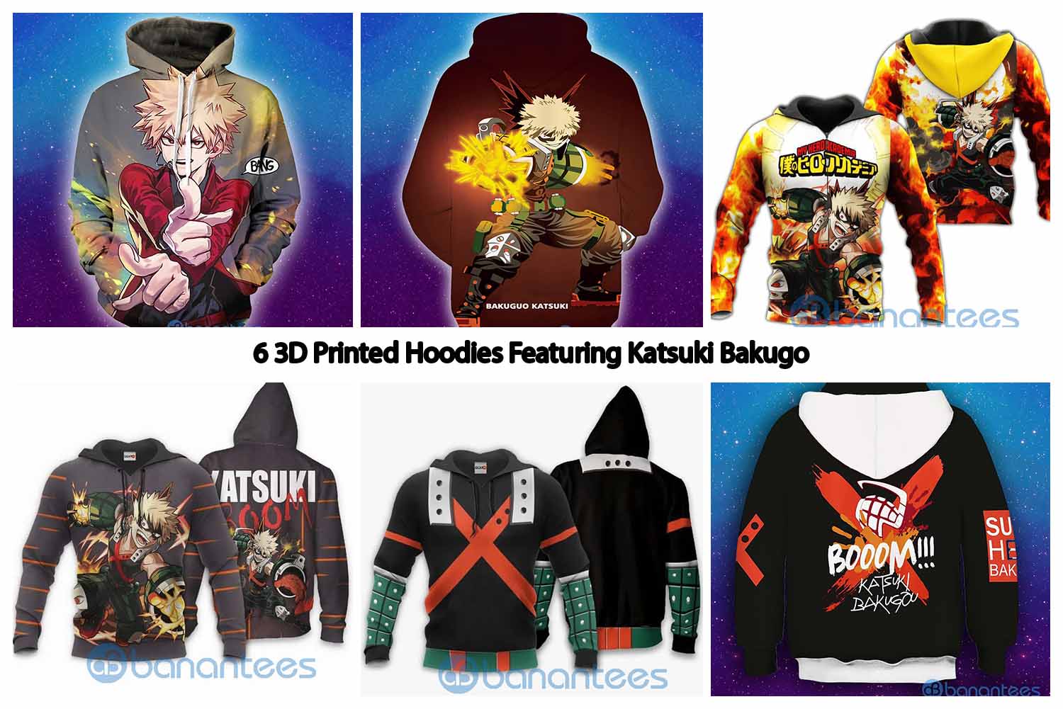 6 3D Printed Hoodies Featuring Katsuki Bakugo
