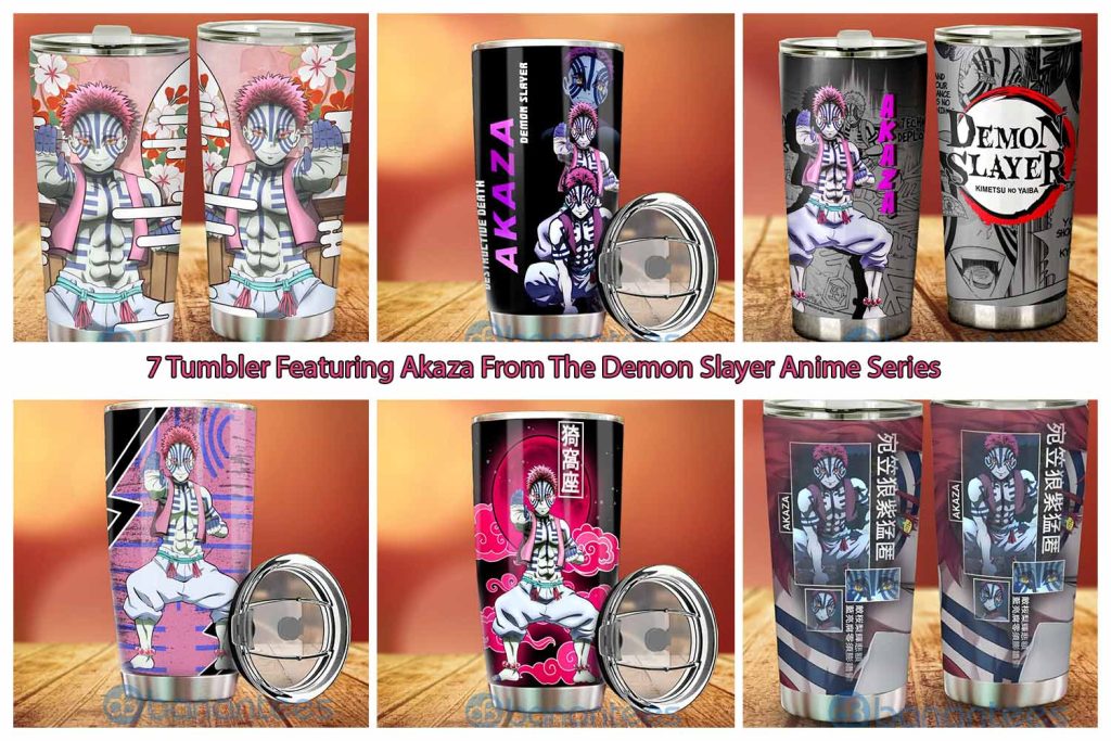7 Tumbler Featuring Akaza From The Demon Slayer Anime Series