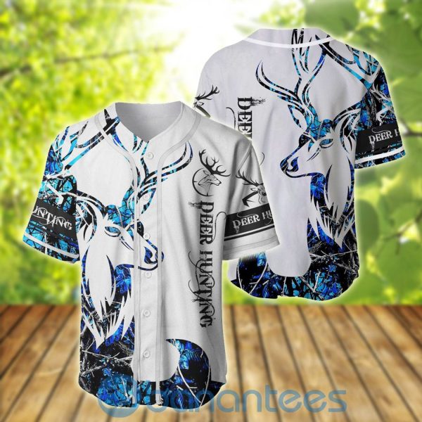 Blue Neon Deer Hunting Forest Unisex Jersey Baseball Shirt Product Photo