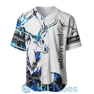Blue Neon Deer Hunting Forest Unisex Jersey Baseball Shirt Product Photo