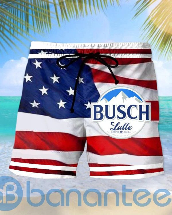 Busch Latte American Flag Beach Shorts Beer Lovers Father Day Gift Product Photo