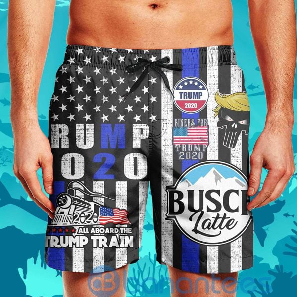 Busch Latte Trump Funny US Flag Beach Shorts Beer Lovers Father Day Gift Product Photo
