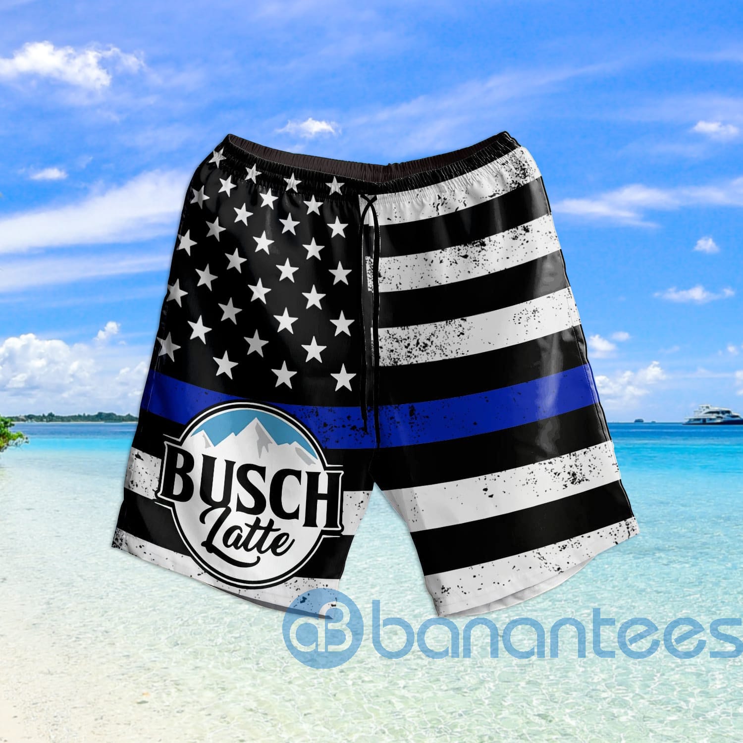 Busch Latte US Flag Beach Shorts Beer Lovers Father Day Gift